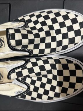 Vans Slip-On Checkerboard Canvas Sneakers - Black & White